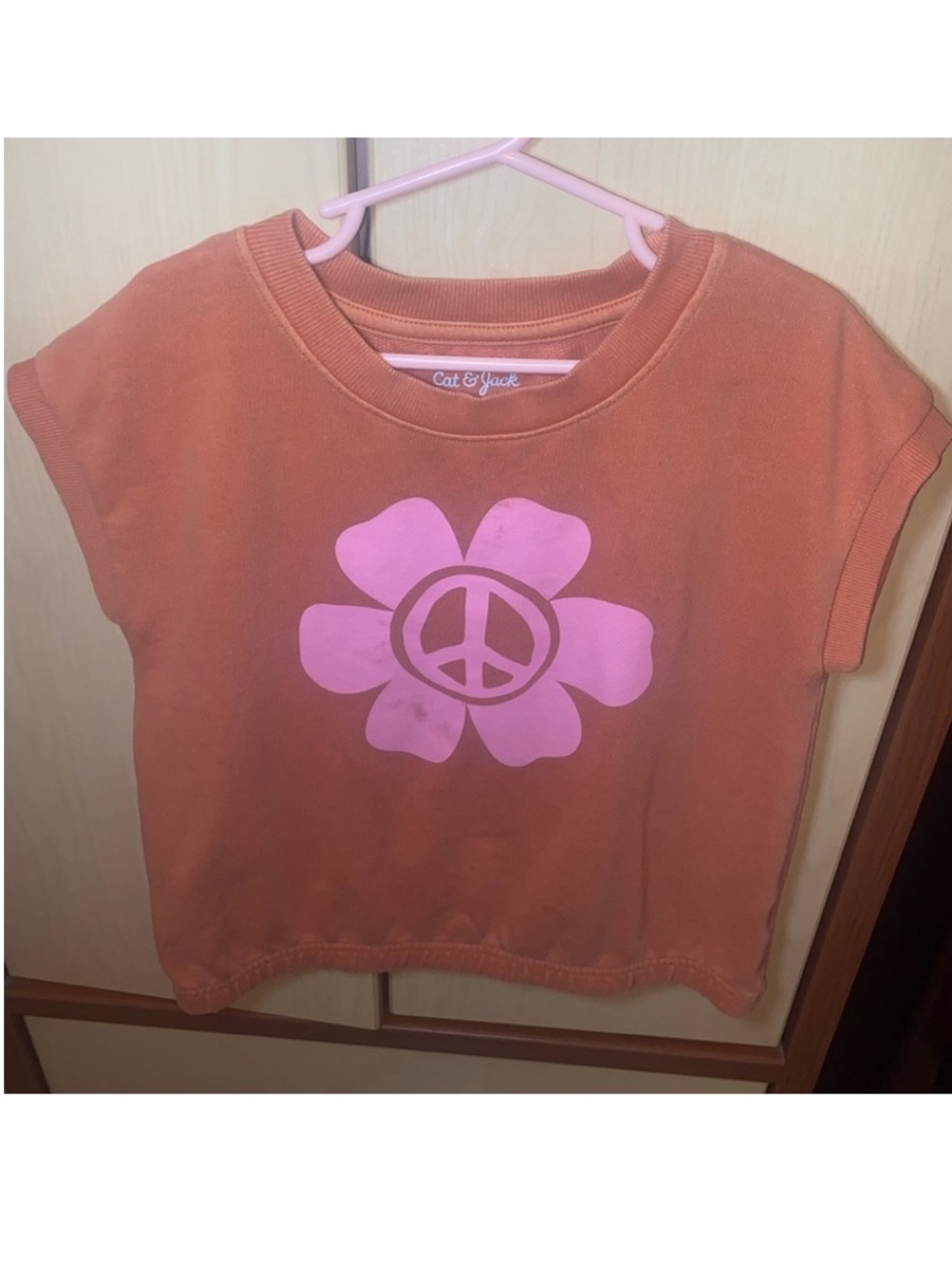 Cat & Jack Girls Peace Flower Graphic Sweatshirt Top Size M 8 Rust Pink